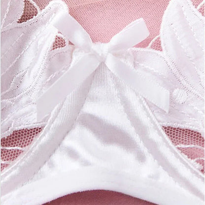 Product Page: Toucheart Embroidery Lace Push-Up Bra Set | Sexy Transparent Thin Lingerie for Women with Erotic Briefs Kit - Maison Novaire