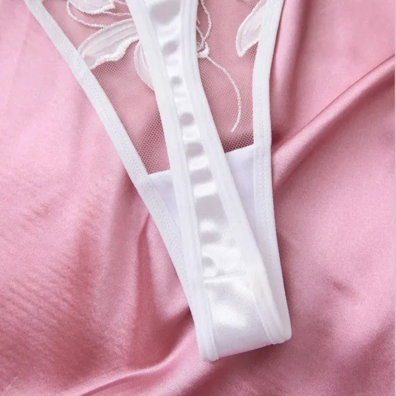 Product Page: Toucheart Embroidery Lace Push-Up Bra Set | Sexy Transparent Thin Lingerie for Women with Erotic Briefs Kit - Maison Novaire