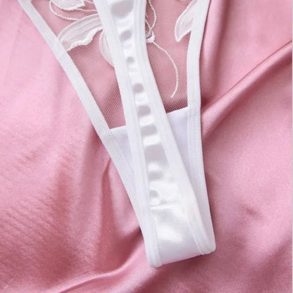 Product Page: Toucheart Embroidery Lace Push-Up Bra Set | Sexy Transparent Thin Lingerie for Women with Erotic Briefs Kit - Maison Novaire