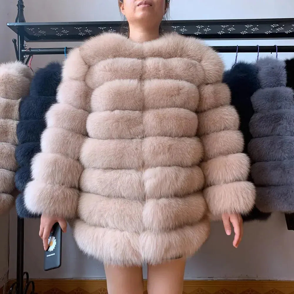 Real Fox Fur Long Coat – 70CM - Maison Novaire #