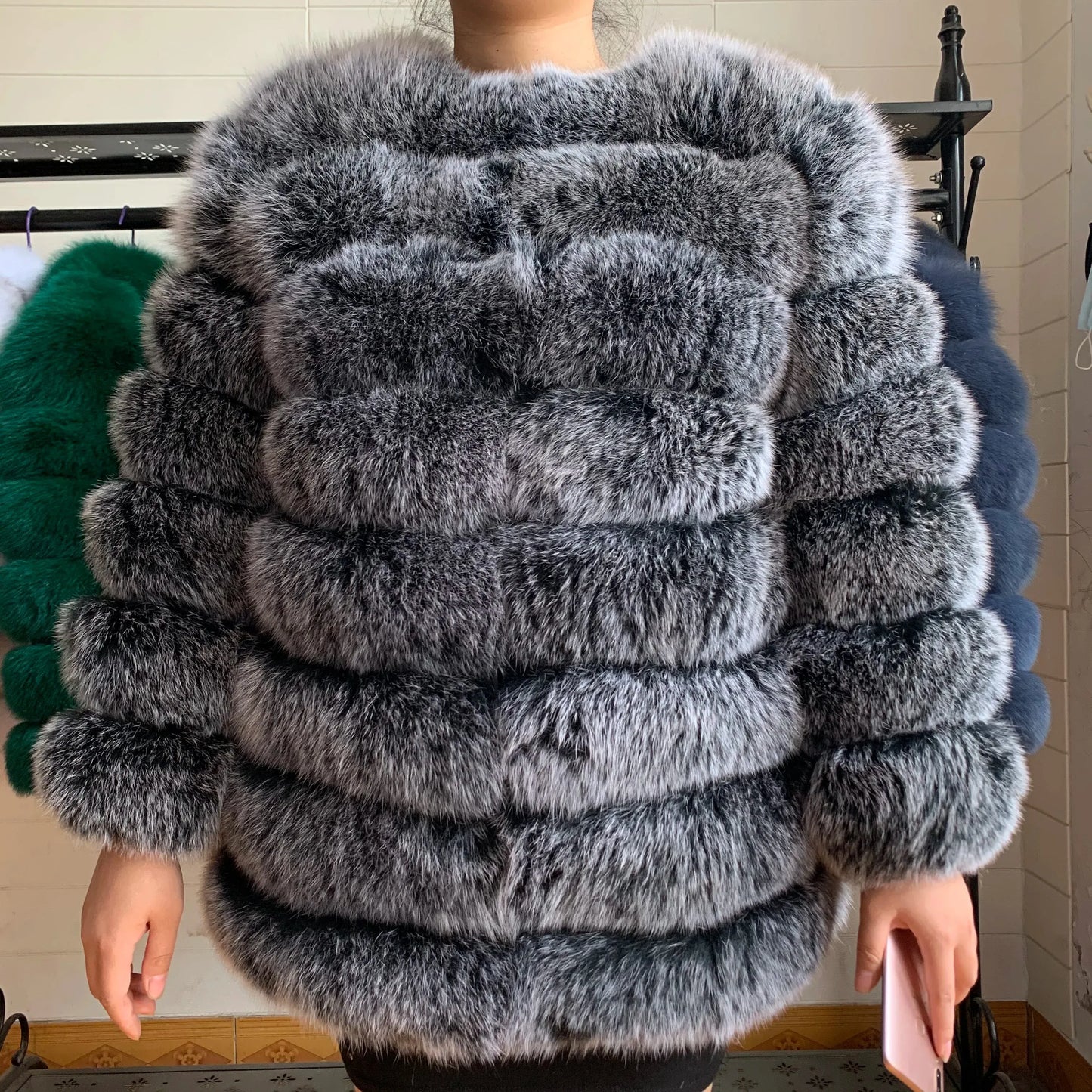 Real Fox Fur Long Coat – 70CM - Maison Novaire #