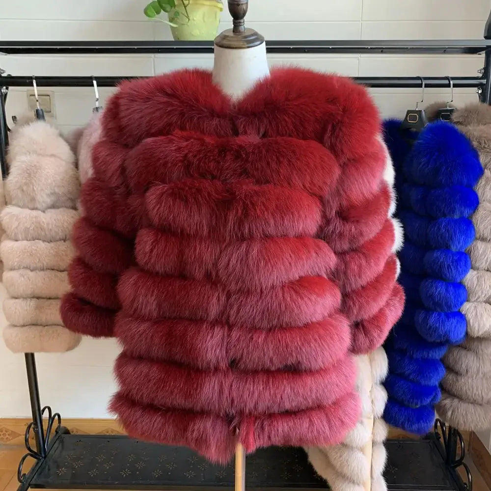 Real Fox Fur Long Coat – 70CM - Maison Novaire #