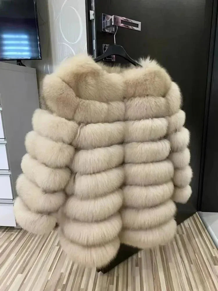 Real Fox Fur Long Coat – 70CM - Maison Novaire #