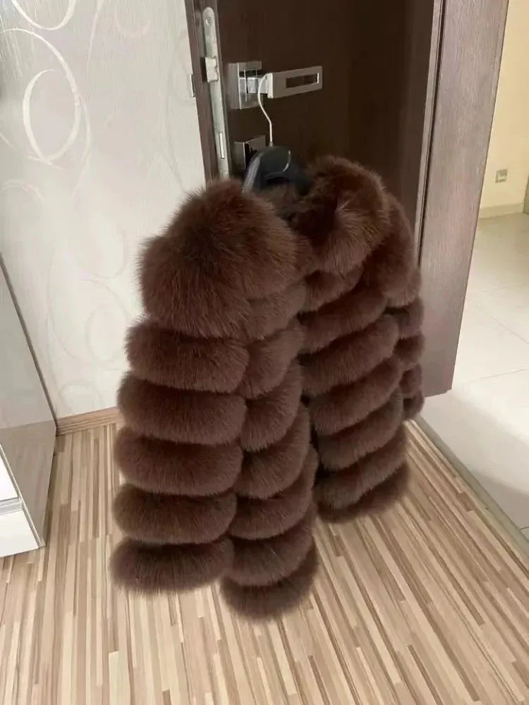 Real Fox Fur Long Coat – 70CM - Maison Novaire #