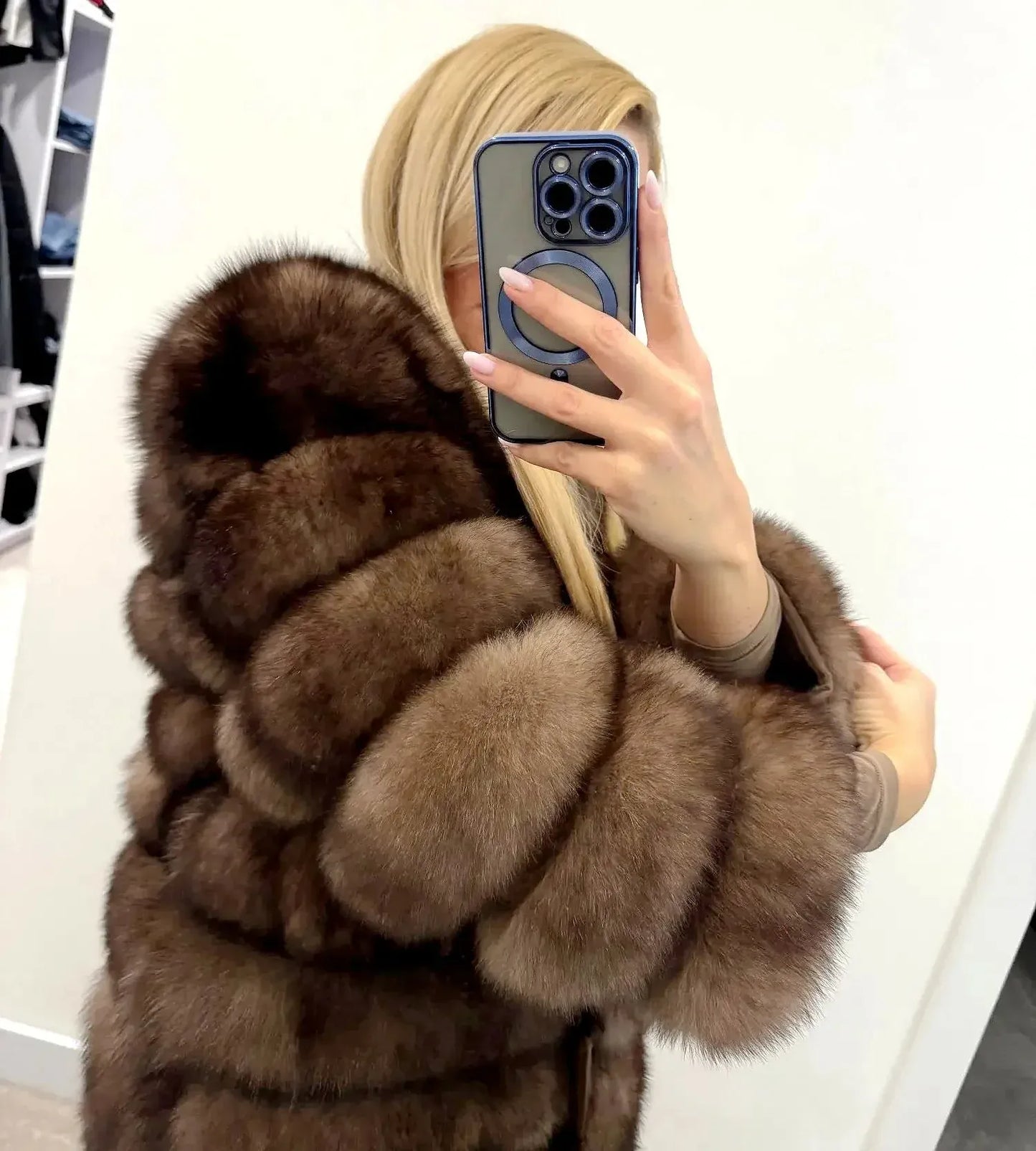Real Fox Fur Long Coat – 70CM - Maison Novaire #
