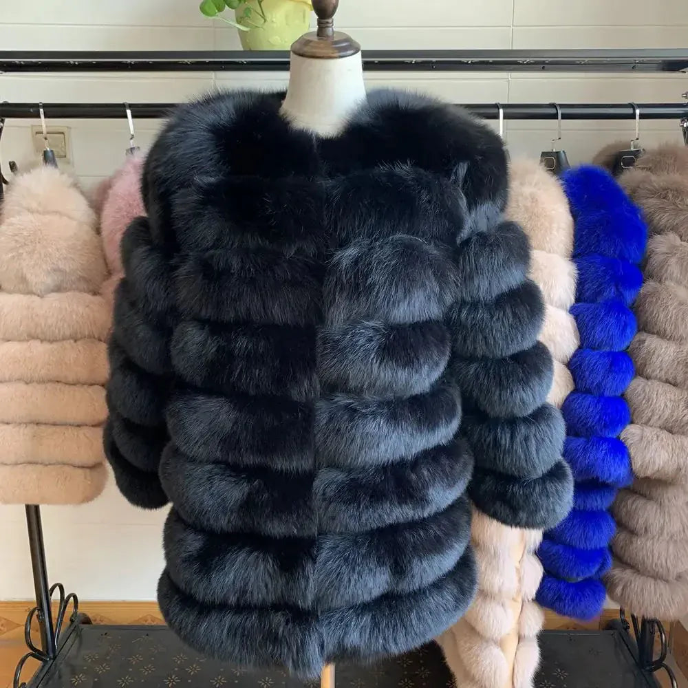 Real Fox Fur Long Coat – 70CM - Maison Novaire #