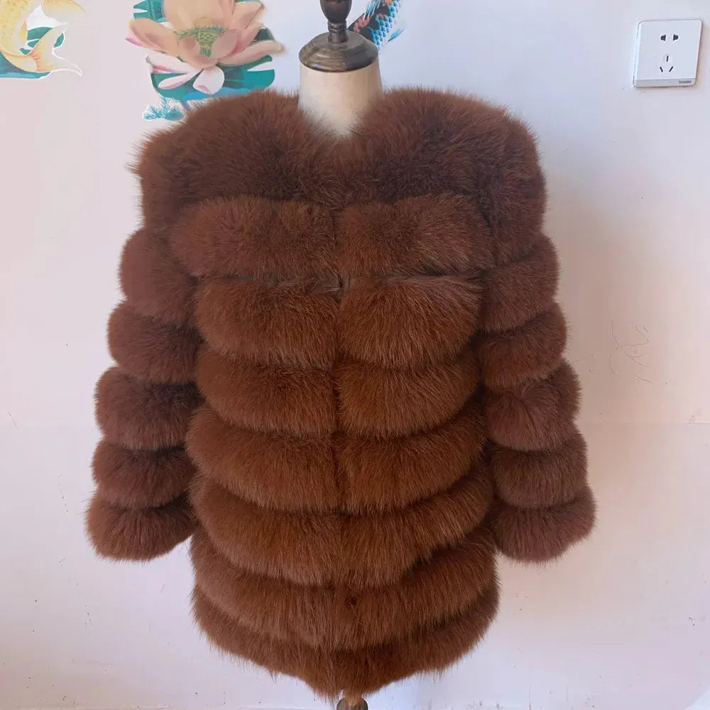 Real Fox Fur Long Coat – 70CM - Maison Novaire #