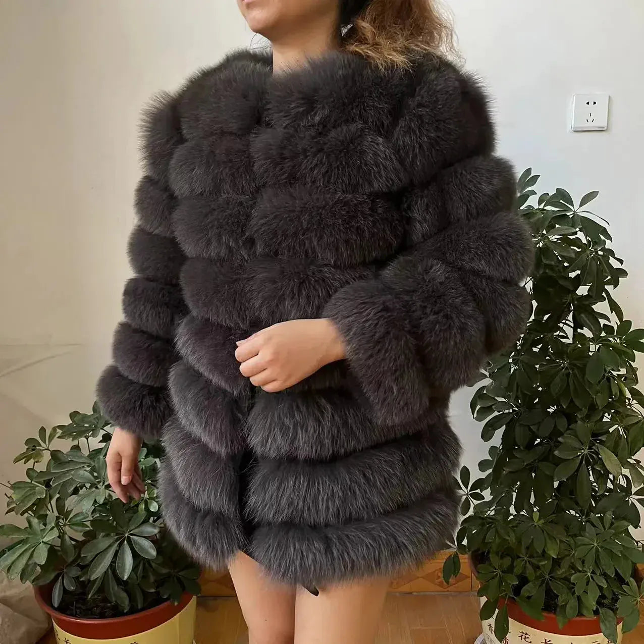 Real Fox Fur Long Coat – 70CM - Maison Novaire #