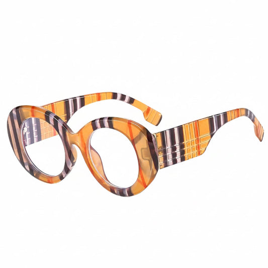 Retro Stripe Yellow Anti Blue Light Glasses For Women - BLAKESTORE-NG