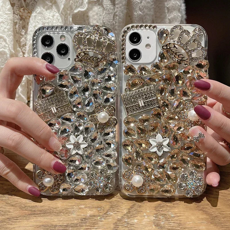 Rhinestone Case For iphone 15Pro 14Plus 13 Mini 12 11Pro. - Maison Novaire #