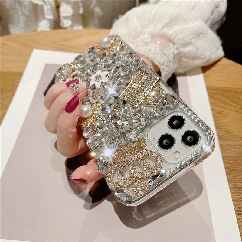 Rhinestone Case For iphone 15Pro 14Plus 13 Mini 12 11Pro. - Maison Novaire #