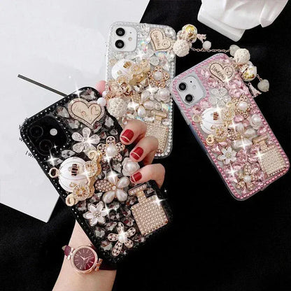 Rhinestone Love Diamond Case – For iPhone 7–17 Pro Max & Air Series - BLAKESTORE-NG