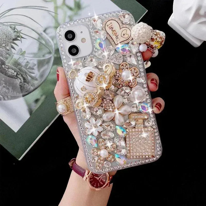 Rhinestone Love Diamond Case – For iPhone 7–17 Pro Max & Air Series - BLAKESTORE-NG