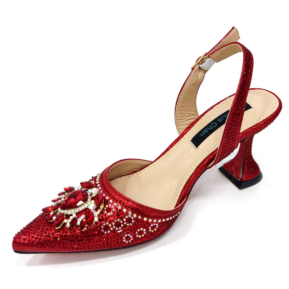 Rhinestone Party Heels Color Shoes and Bag Set (Venus Chan) - BLAKESTORE-NG