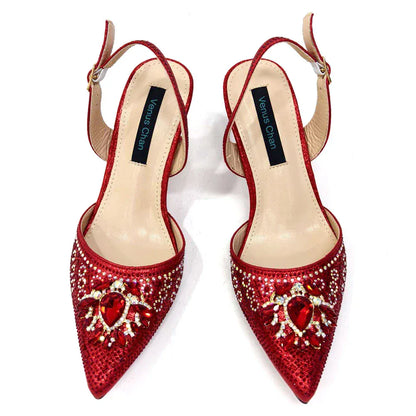 Rhinestone Party Heels Color Shoes and Bag Set (Venus Chan) - BLAKESTORE-NG