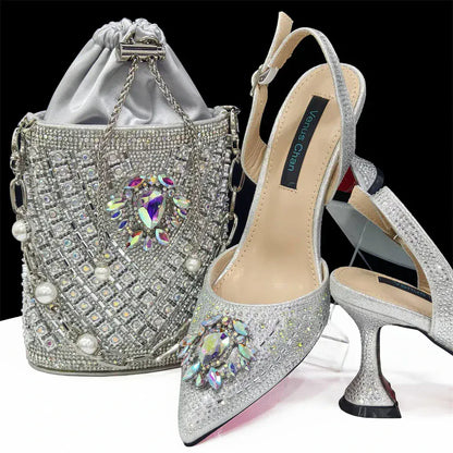 Rhinestone Party Heels Color Shoes and Bag Set (Venus Chan) - BLAKESTORE-NG
