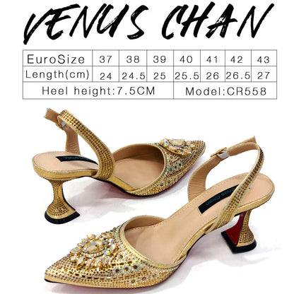 Rhinestone Party Heels Color Shoes and Bag Set (Venus Chan) - BLAKESTORE-NG