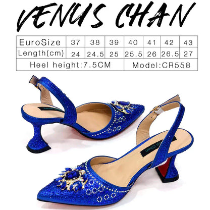 Rhinestone Party Heels Color Shoes and Bag Set (Venus Chan) - BLAKESTORE-NG