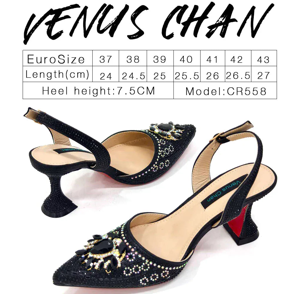 Rhinestone Party Heels Color Shoes and Bag Set (Venus Chan) - BLAKESTORE-NG