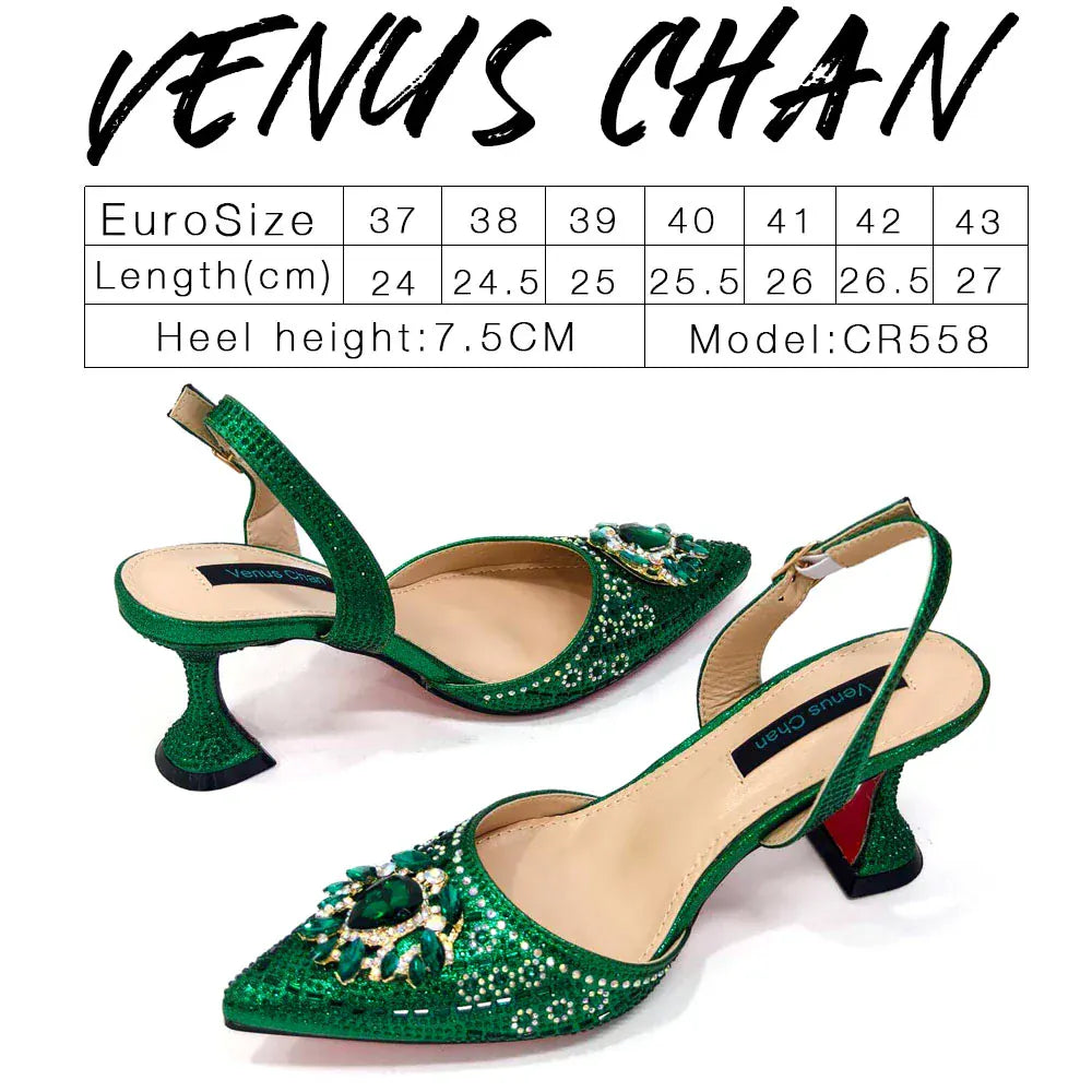 Rhinestone Party Heels Color Shoes and Bag Set (Venus Chan) - BLAKESTORE-NG