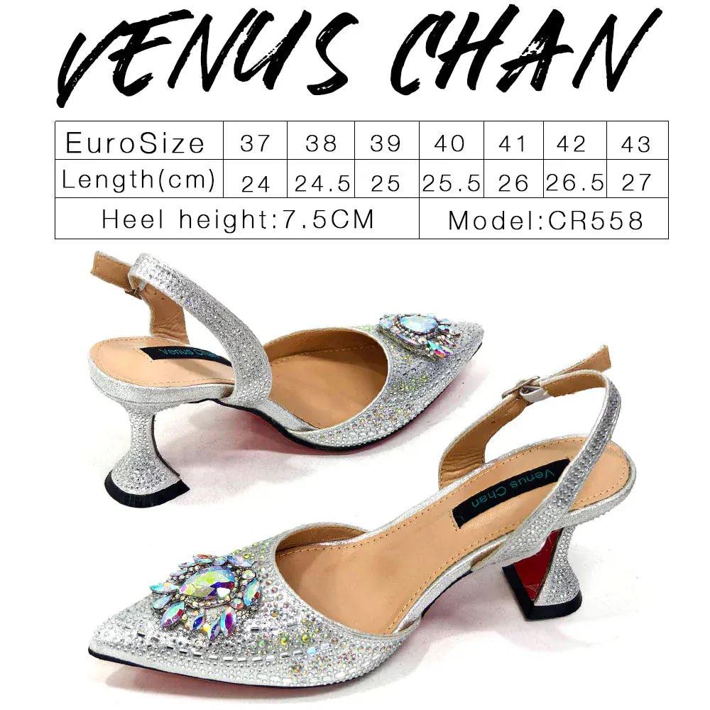 Rhinestone Party Heels Color Shoes and Bag Set (Venus Chan) - BLAKESTORE-NG