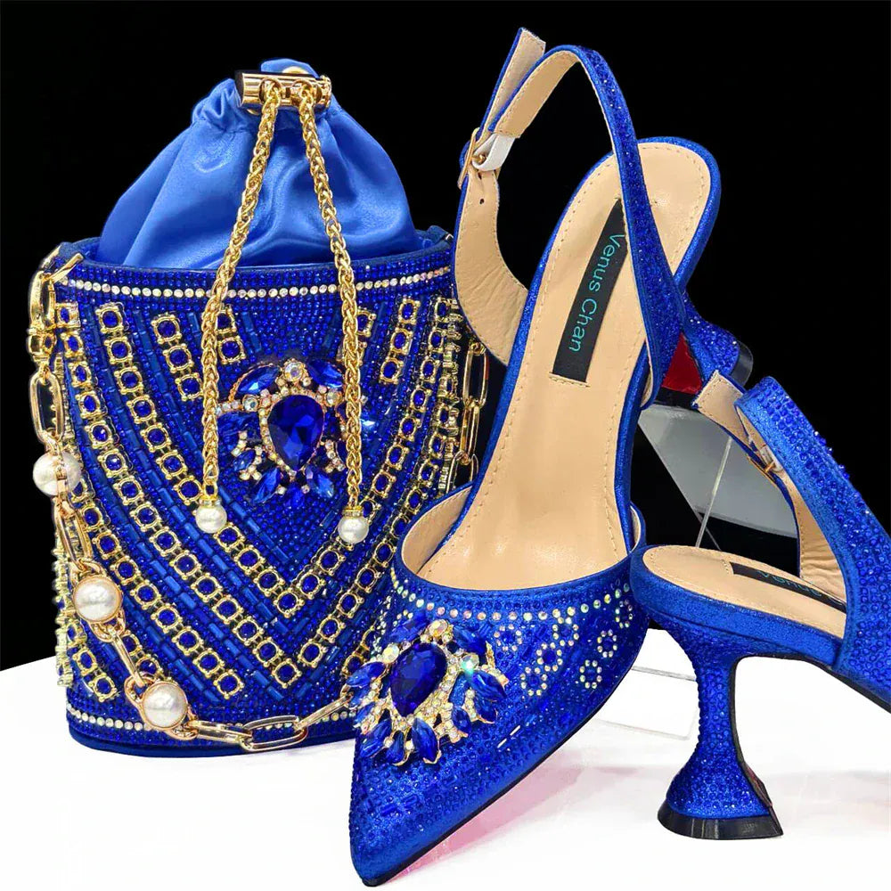 Rhinestone Party Heels Color Shoes and Bag Set (Venus Chan) - BLAKESTORE-NG