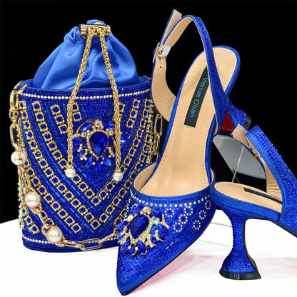 Rhinestone Party Heels Color Shoes and Bag Set (Venus Chan) - BLAKESTORE-NG