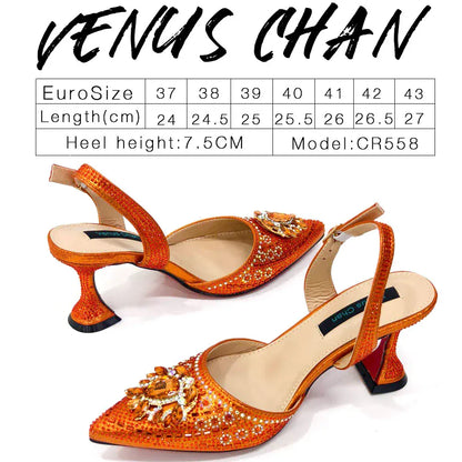Rhinestone Party Heels Color Shoes and Bag Set (Venus Chan) - BLAKESTORE-NG