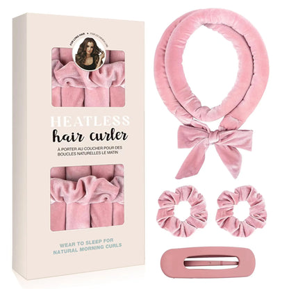 Heatless Curling Rod Headband for Soft Overnight Curls pink