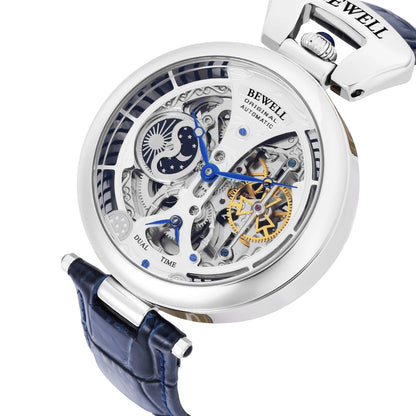 High-End Waterproof Automatic Mechanical Watch | Leather Strap and Transparent Back