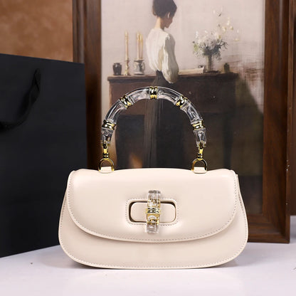 Bamboo Handle Saddle Crossbody Bag for Women