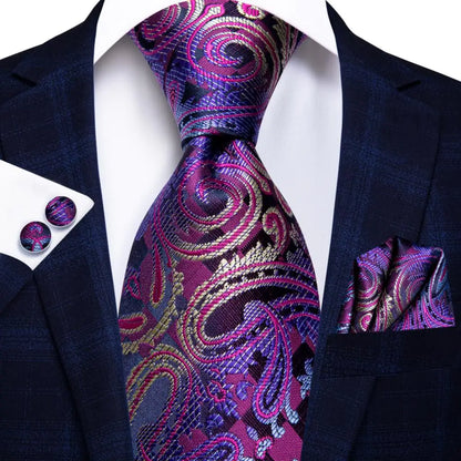Hi-Tie Black Paisley Silk Tie 8.5cm | 100% Silk Men’s Formal Luxury Necktie for Wedding Business Party