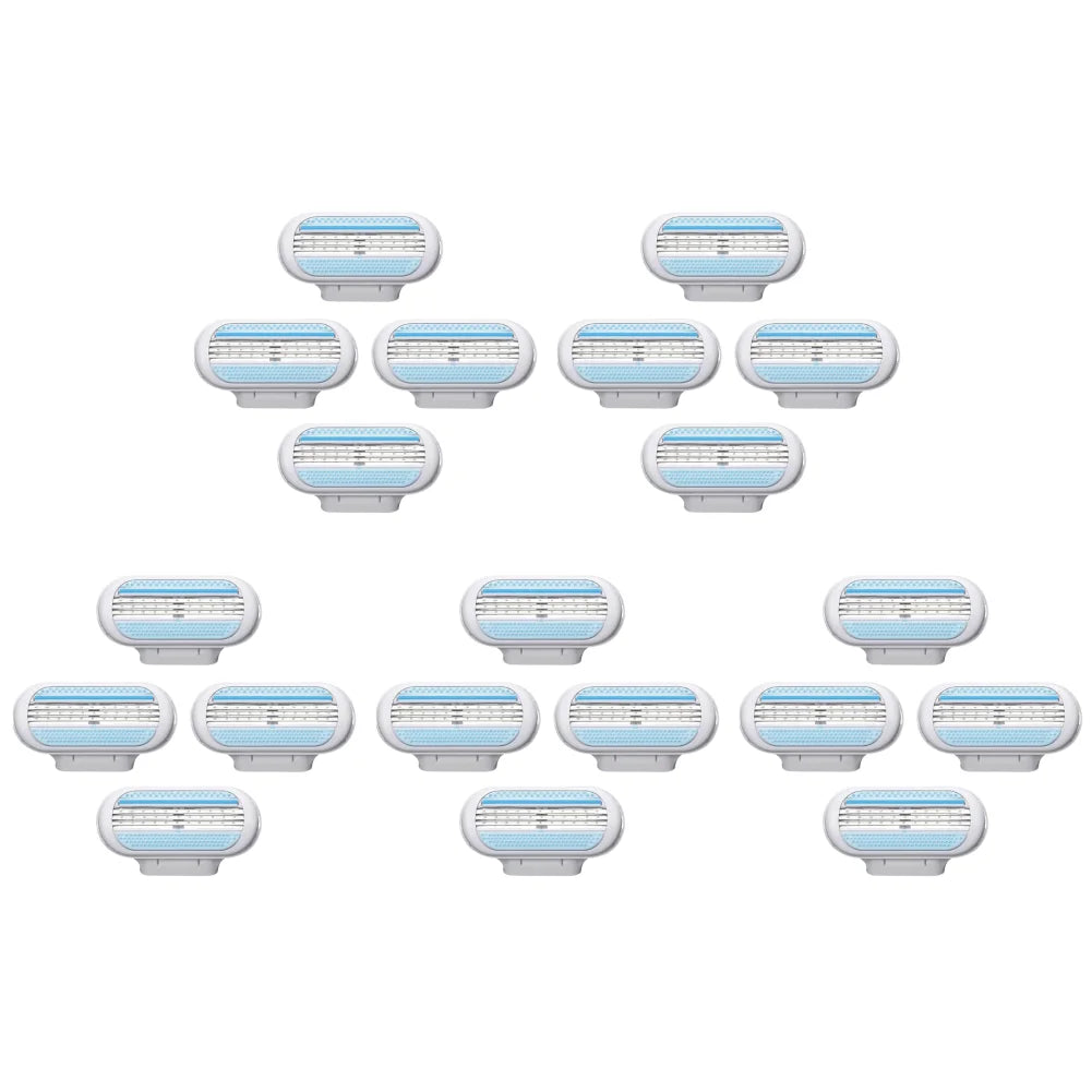 Women’s 3-Layer Safety Razor Blades – 4–40PCS Bikini & Body Hair Remover Heads (Compatible with Venus)
