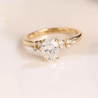 Oval Moissanite Halo Eternity Ring