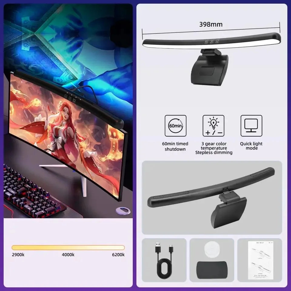Straight/Curved Monitor Light Bar – RGB Eye Care Gaming Lamp