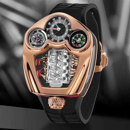 PINDU Engine Series Quartz Watch for Men | Luxury Stainless Steel Compass Watch