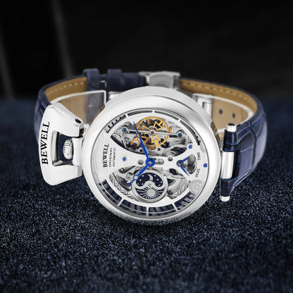 High-End Waterproof Automatic Mechanical Watch | Leather Strap and Transparent Back
