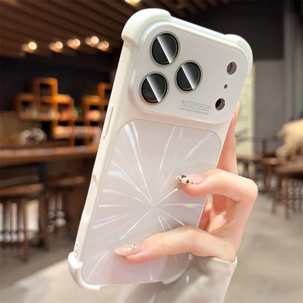 Maison Novaire Glitter Aurora Phone Case for iPhone 17 Pro | Full Lens Protection Frosted Bumper Cover White