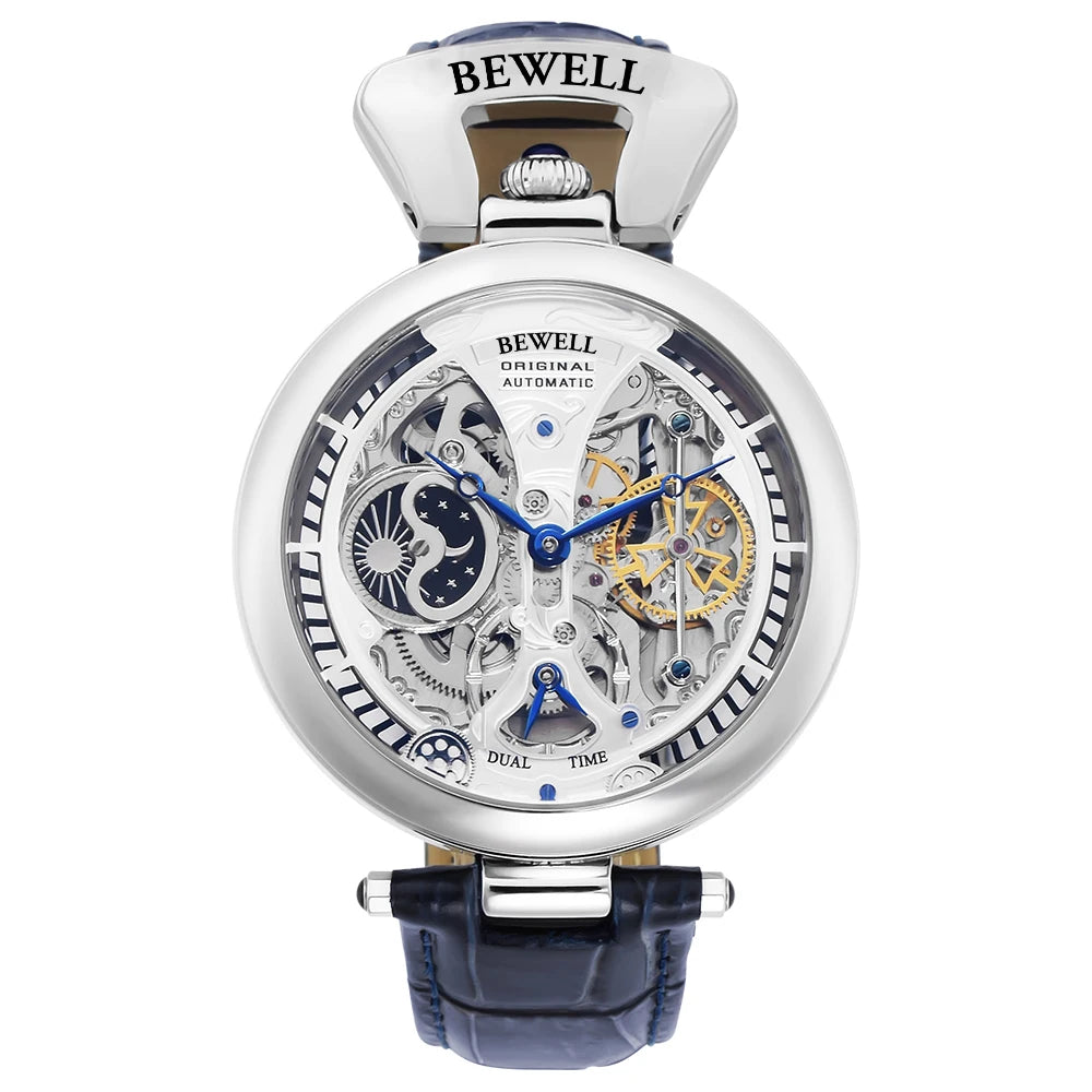 High-End Waterproof Automatic Mechanical Watch | Leather Strap and Transparent Back