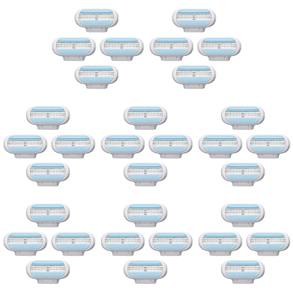 Women’s 3-Layer Safety Razor Blades – 4–40PCS Bikini & Body Hair Remover Heads (Compatible with Venus)