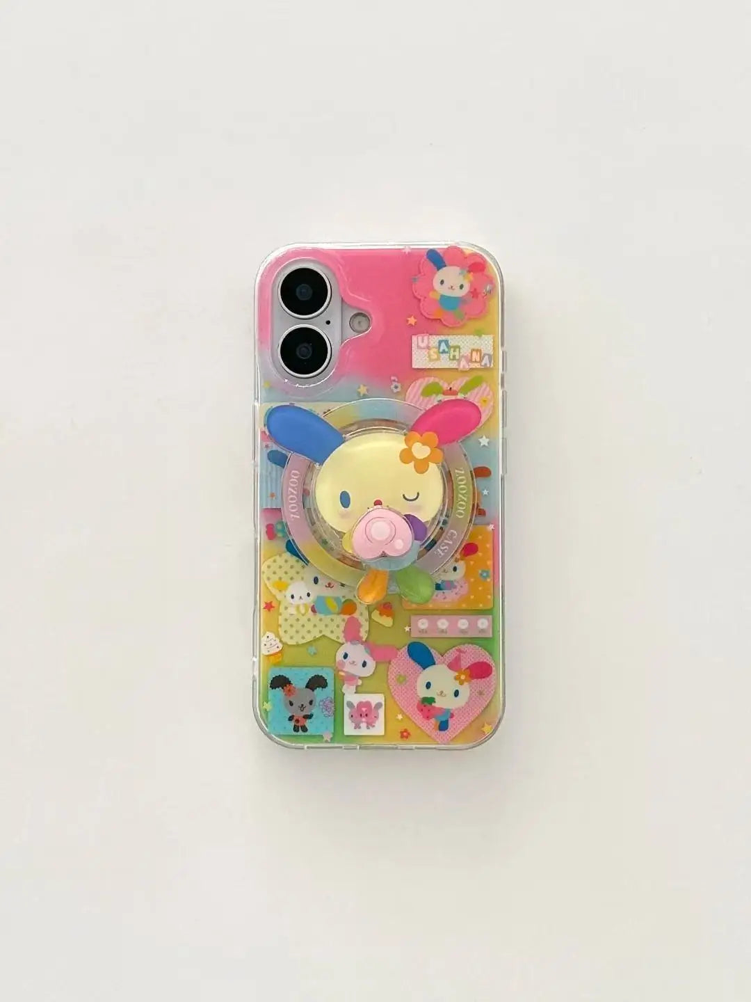 Rainbow Rabbit Dopamine Bunny Art iPhone Case | Cute Luxury MagSafe Shockproof Cover With Holder