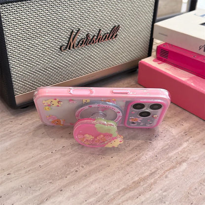 Cute Strawberry Bear Phone Case | MagSafe Shockproof Grip Stand