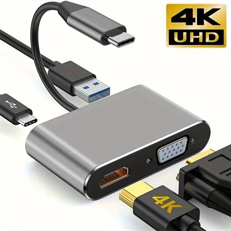 4-in-1 USB C Hub 4K HDMI VGA Docking