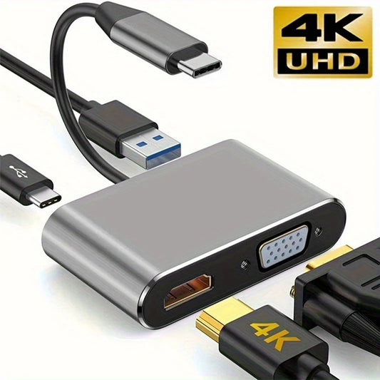 4-in-1 USB C Hub 4K HDMI VGA Docking