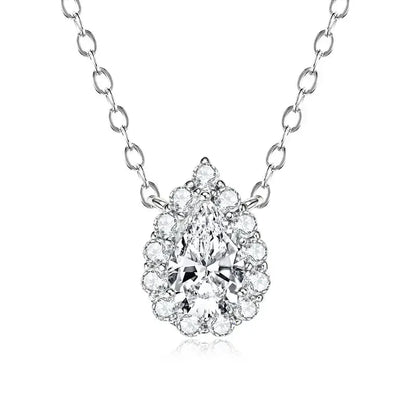 S925 Teardrop Moissanite Necklace | 1.0CT Pear Cut D Pendant for Women - BLAKESTORE-NG