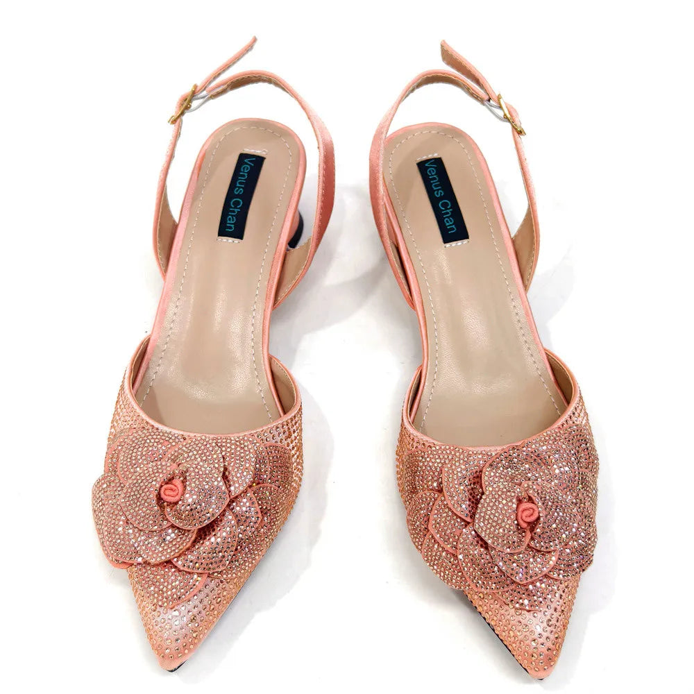 Peach Elegant Lady Shoes and Bag Set