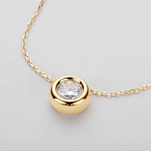 Maison Novaire 6.5mm Round Bezel Moissanite Pendant Necklace