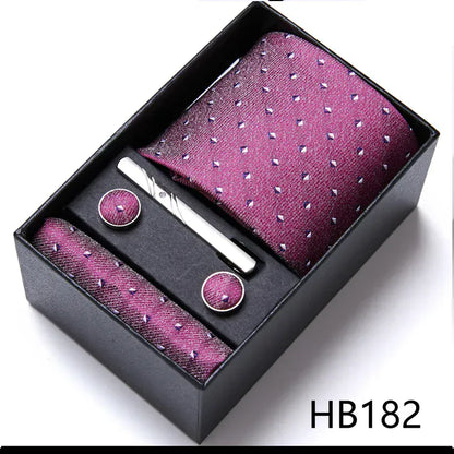 BLAKESTORE-NG Necktie HB182 Green Necktie Set with Hanky Cufflinks & Tie Clip | 7.5cm Business Formal Tie Gift Box for Men Wedding Party