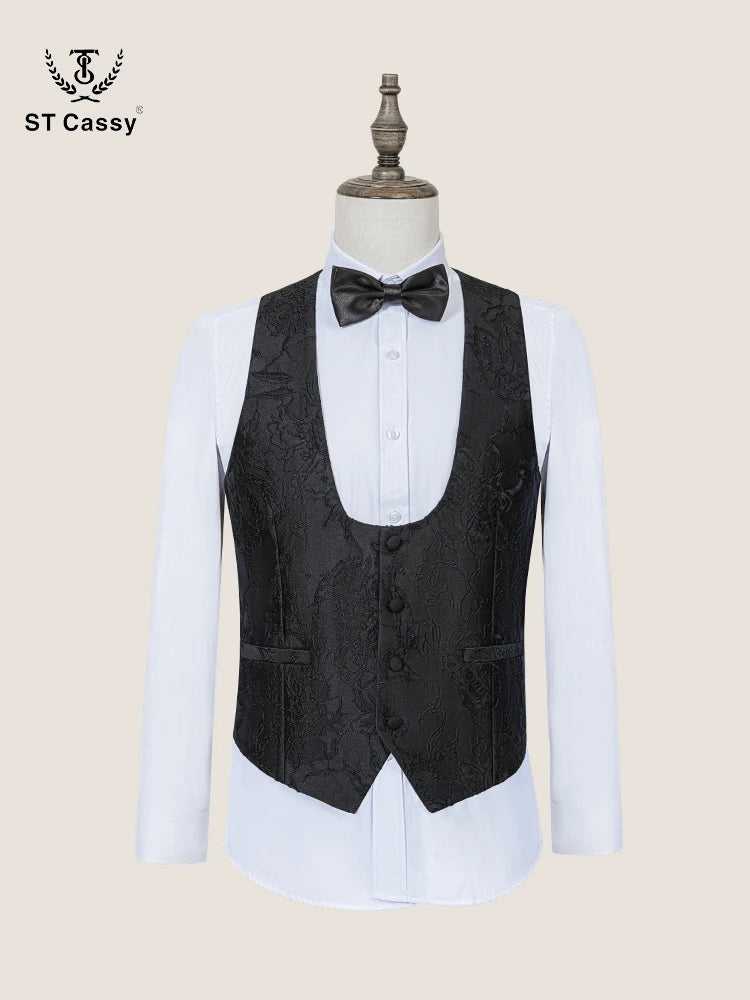 ST Cassy Men's 3-Piece Black Tuxedo | Wedding Dinner Suit Set - Maison Novaire #