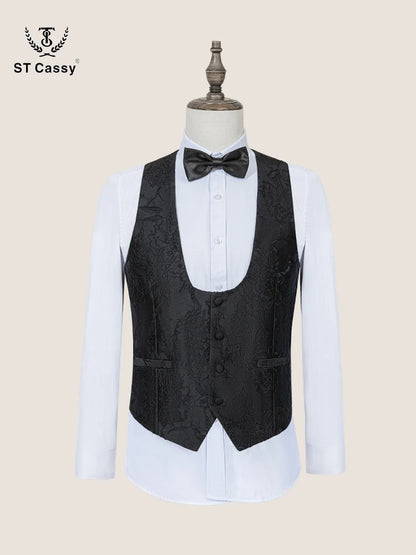 ST Cassy Men's 3-Piece Black Tuxedo | Wedding Dinner Suit Set - Maison Novaire #